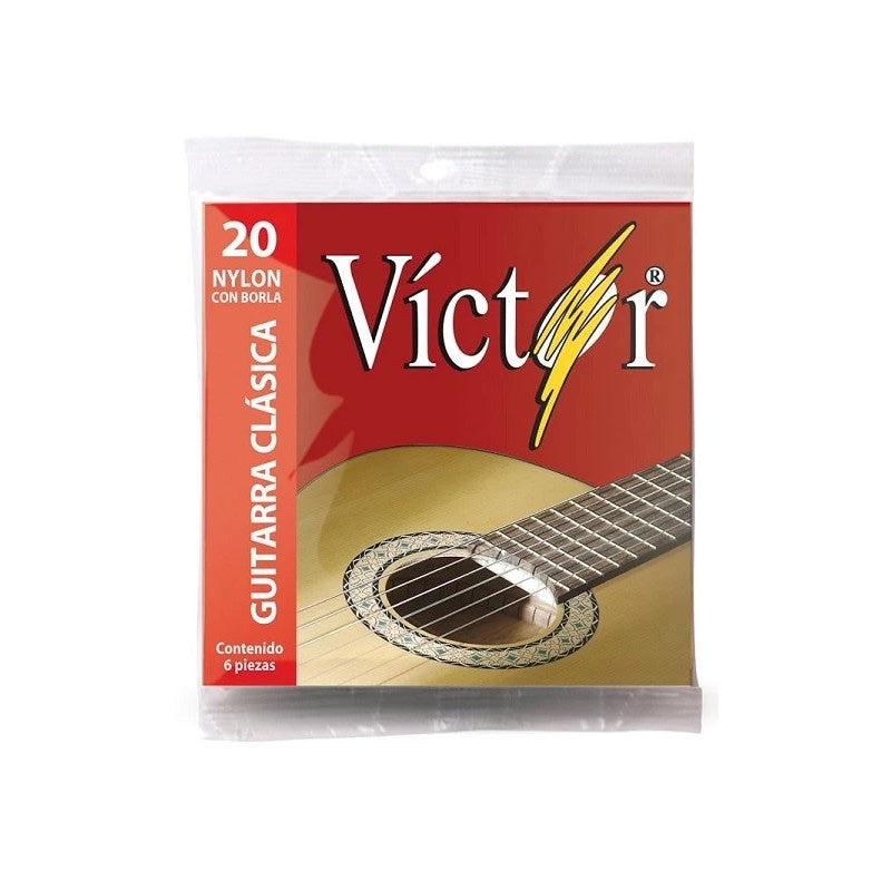 Paquete de Cuerdas Victor Nylon con Borla No. 20 Guitarra Clásica