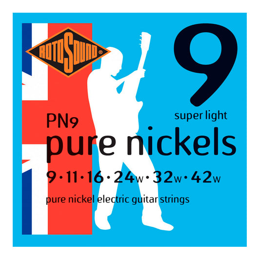 Paquete de Cuerdas Rotosound Pure Nickels PN9 Guitarra Eléctrica