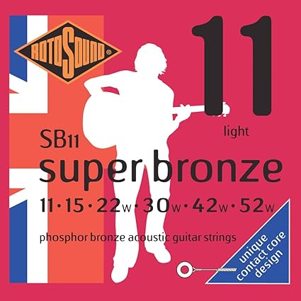 Paquete de Cuerdas Rotosound Super Bronze SB11 Guitarra Acústica