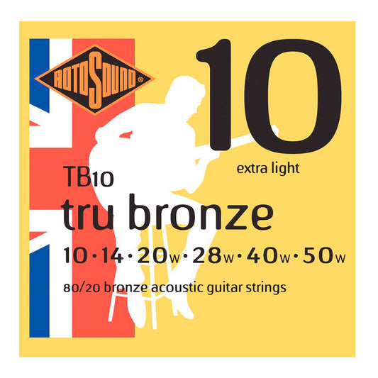 Paquete de Cuerdas Rotosound Tru Bronze TB10 Guitarra Acústica